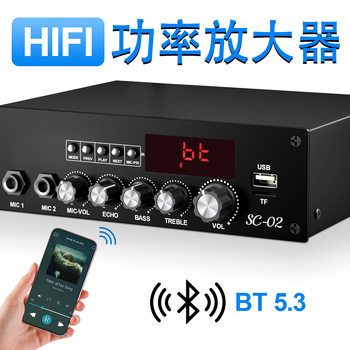 2*100W High Power Bluetooth Amplifier Dual Channel Home Stage KTV Karaoke Mini Digital Amplifier