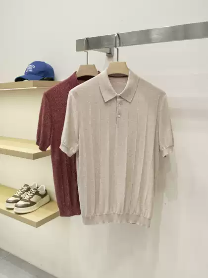 [Lp Edition] Tencel Lyocell Wool Blend Old Money Style Men's Casual Turn-Down Collar Knitted Short Sleeve Polo Shirt for Summer
