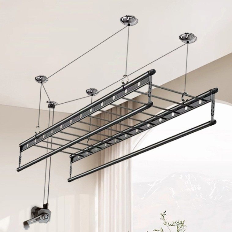 Balcony Hand-Cranked Clothes Drying Rack Manual Adjustable Clothes Drying Rack Foldableing Clothes Drying Rod Household Quilt Drying Thickened Clothes Rod Manufacturer