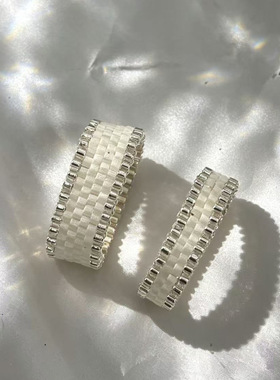 灵感缪斯进口琉璃米珠手工串制戒指复古小众设计级感指环女式