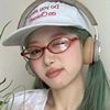 Retro Red Small Frame Shown Face Small Oval Glasses Frame Student Plain Plain Mirror Concave Shape Fashion Nerd Style