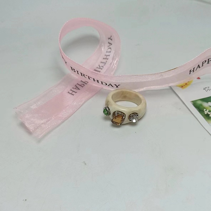 现货树脂醋酸戒指女混合彩色圆形方形指环套装外贸内销指圈批发