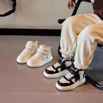 Children's Cotton Shoes, Boys' Sports Shoes, High-Top Sneakers, Baby Autumn and Winter New Style, Medium and Large Kidsren's Velvet Girls' Casual Shoes