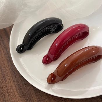 Ankora Red Simple High-end New Gloss Banana Horizontal Clip One-character Clip Elegant Half-tied Hairpin Twist Clip