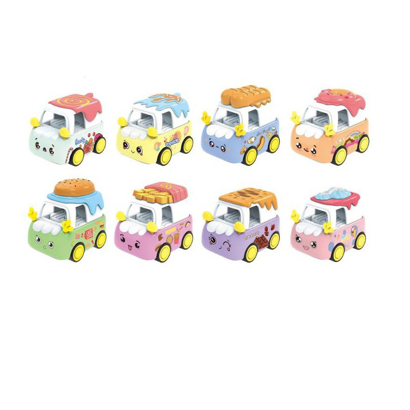 1:64 alloy pull-back cartoon food truck pull-back alloy toy...