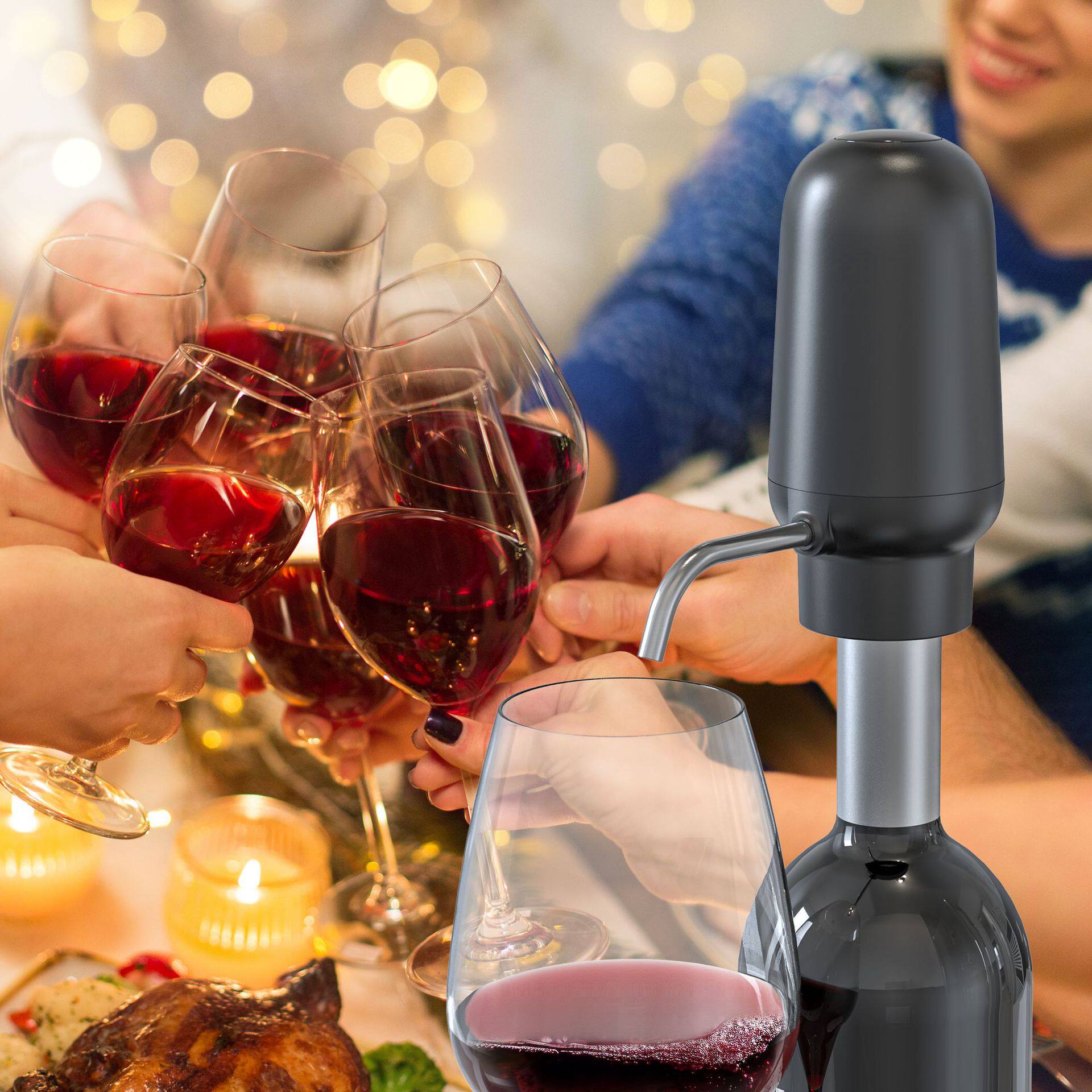 In-Stock Pneumatic Automatic Electric Wine Dispenser Decanter Wine Set Food-Grade Wine Pump Home Wine Dispenser
