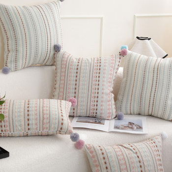 Beautiful Elements Nordic Pillow Ins Fairisland Woven Striped Sofa Pillow Case Bay Window Cushion Waist Pillow Cushion