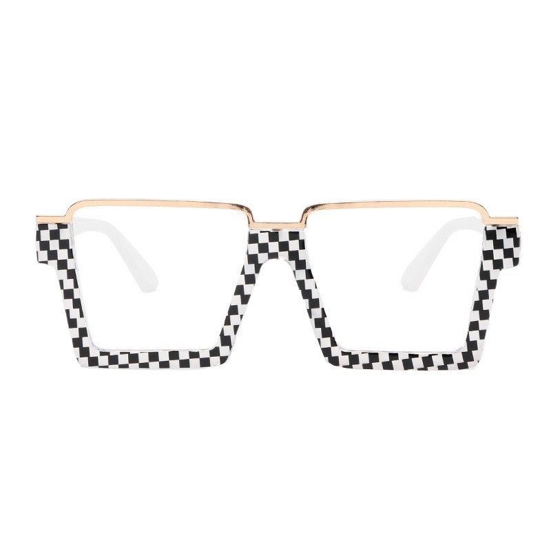 Trendy European and American Fashion Anti-Blue Light Glasses Frame Lower Half Frame Square Large Frame Non-Prescription Glasses Ins Internet Celebrity Style Glasses Frame