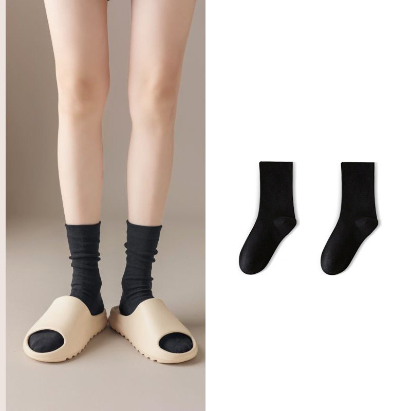 诸暨月子袜女白色堆堆袜韩版棉袜无骨袜女士吸汗中筒袜子批发