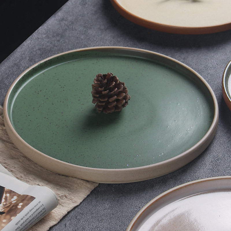 Light luxury minimalist plate ins high color value multi-purpose afternoon tea exquisite cake plate household color glaze disc wholesale