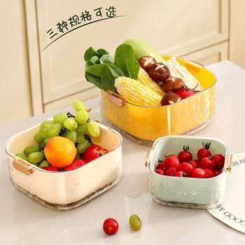 Manufacturer's Ready-Made Home Kitchen Vegetable Washing Filter Basin Six-Piece Set Accessible Luxury Multi-Functional Water Ripple Double-Layer Drain Basket