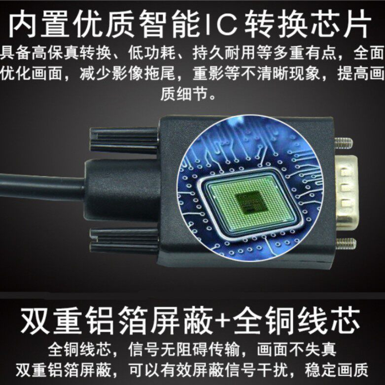 Large Dp to Vga Adapter Cable Long Tv Computer Monitor Cable High Definition Dp to Vga Converter Cable 1.8m