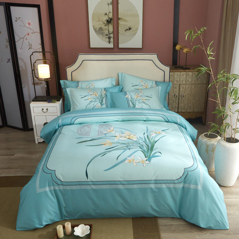 Factory wholesale new cotton large version of the flower four-piece cotton twill active horse cotton four-piece set for hair