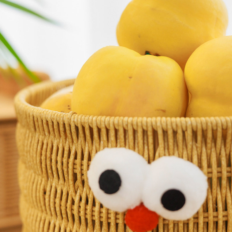 Fruit Plate Imitation Rattan Woven Minions Cute Desktop Woven Bread Basket Living Room Kitchen Storage Basket Snack Storage Basket