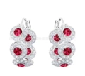 Red crystal roman white gold earrings
