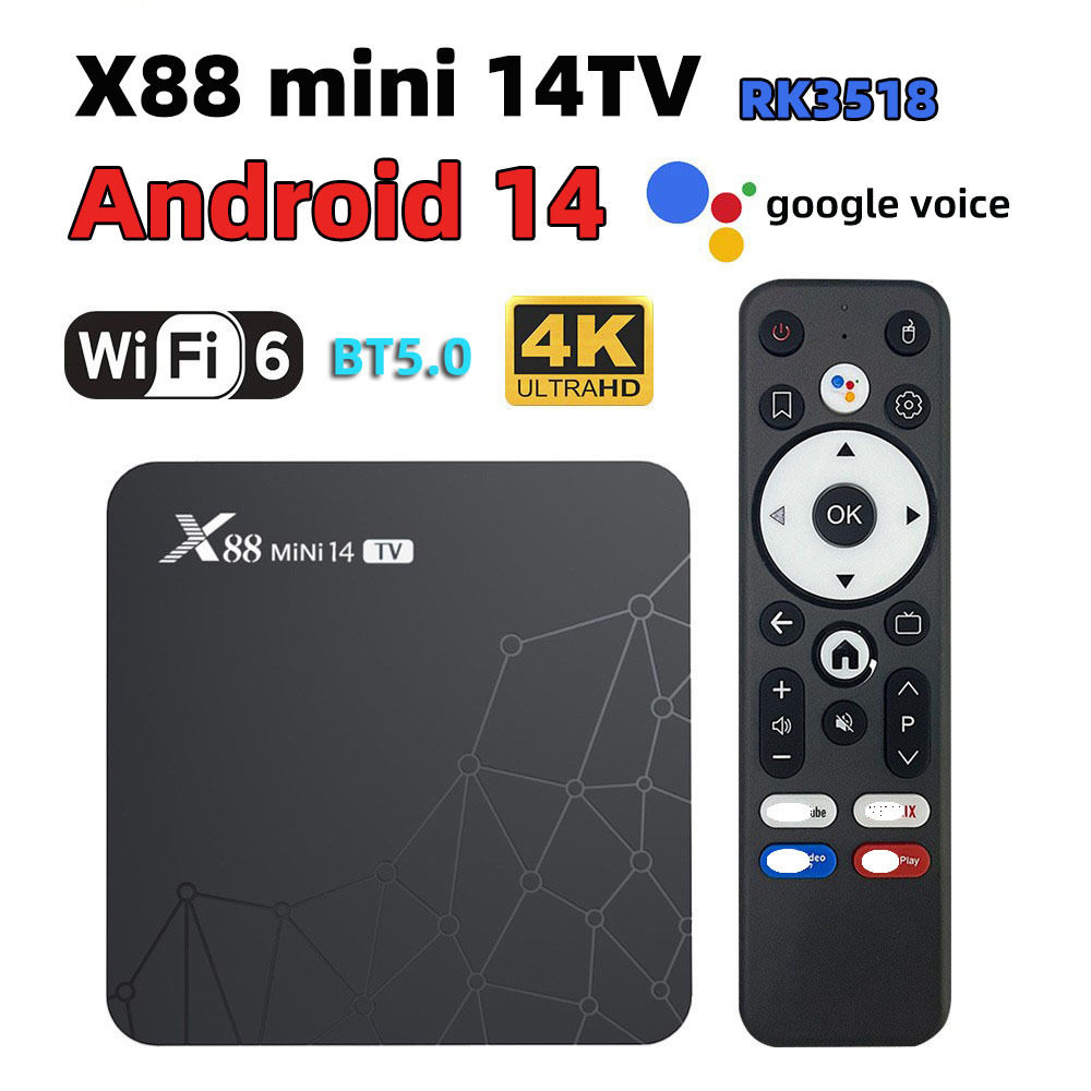 Cross-Border X88Mini 14 Tv Android 14 Rk3518 Hd Bluetooth Wifi Tv Box Tv Set-Top Box