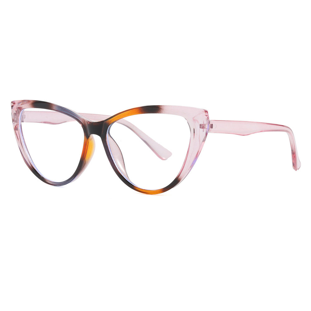 Cat's eye color matching anti-blue light flat mirror women's cross-border personalized ins glasses European and American fashion color contrast trendy glasses frame