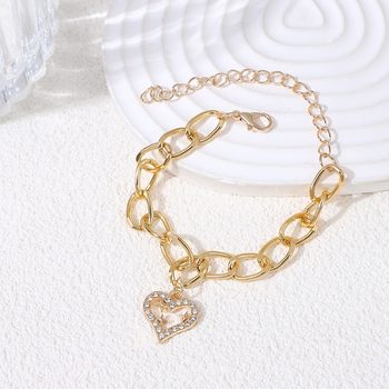 New Ins Fashion Elegant Thick Chain Bracelet Cut Out Heart Heart Bracelet Cuban Chain Bracelet Manufacturer Wholesale