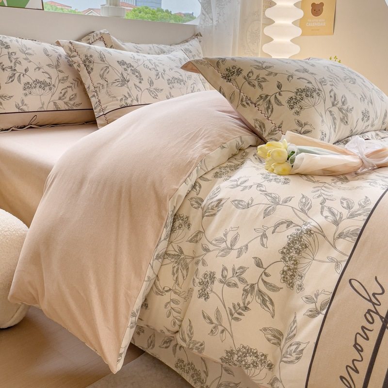 Thickened Cotton Sanding Four-piece Set 100 Cotton Ecological Sanding Printing Four-piece Set Cotton Bedding for Autumn and Winter