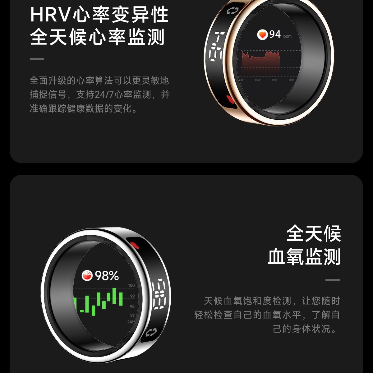 Sy01 Smart Ring with Display Touch Charging Stand Page Turning Photo Smart Ring Heart Rate Blood Oxygen Sleep