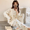 Pure Cotton Gauze Moon Clothing Spring and Summer Thin Long Sleeve Large Size Pregnant Women's Nursing Pajamas Autumn and Postpartum Nursing Home Clothing