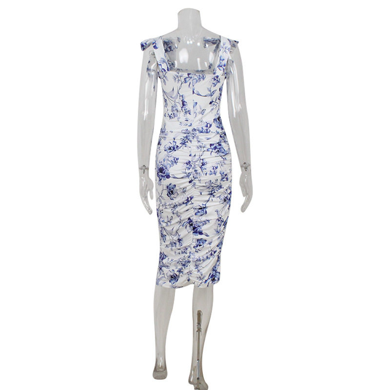 Floral Print Bodycon Dress Fresh and Sweet Design Slim Fit Adjustable Straps Spring Summer Occasion Wholesale
