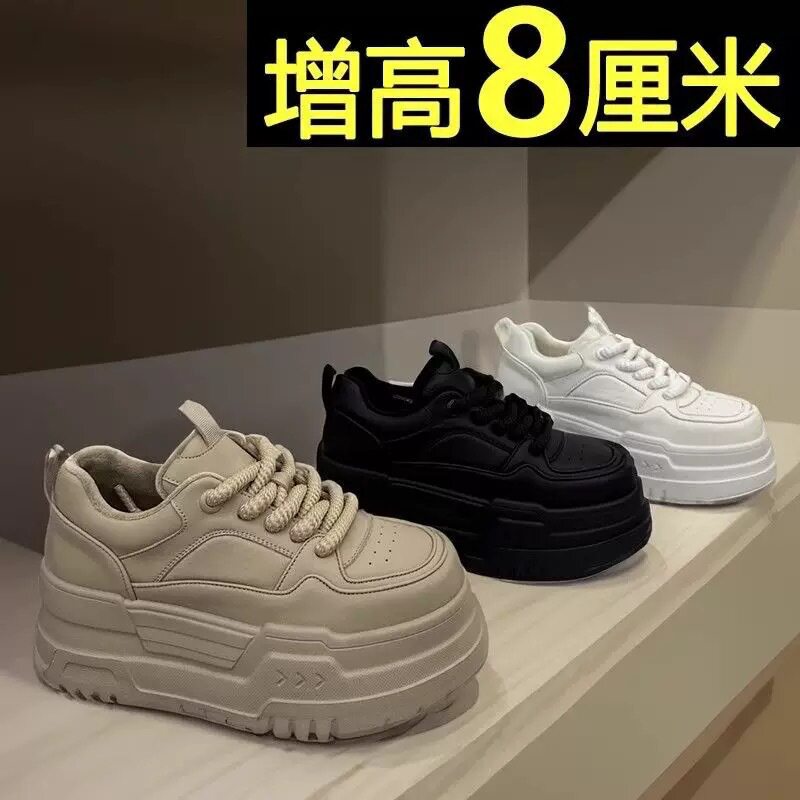 Daddy shoes, белые туфли, женская весенне-летняя новинка 2026 года, повседневная спортивная обувь на толстой подошве, увеличенная внутренняя высота, выпущенная от имени европейских радиостанций Изображение 1