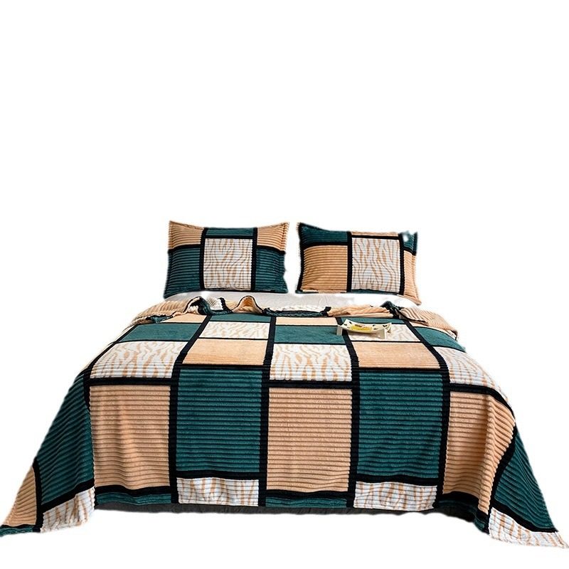 2024 New Printed Geometric Square Blanket Milk Fleece Blanket Casual Office Thin Blanket Cross-border Foreign Trade