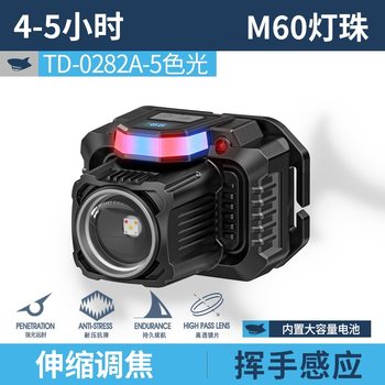 Smiling Shark's New Multi-Functional Electric Display Zoom Headlight Strong Light Long-Range Sensor Red, Yellow, Blue and Purple Head-Mounted Work Light