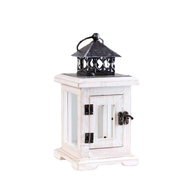 American Vintage Ornaments Aromatherapy Glass Candle Holder Wooden Crafts Decorations Wholesale Solid Wood Ancient Rhyme