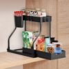 Multi-functional double-layer floor-standing kitchen table storage rack seasoning rack bathroom storage rack sink storage rack