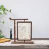 New Chinese Style Rotating Photo Frame Double-Sided Solid Wood Transparent Calligraphy Framed Picture Frame Black Walnut Retro Table Decoration Frame