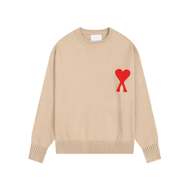 秋冬新款高领爱心毛衣男女条纹青年桃心跨境外贸休闲套头针织衫