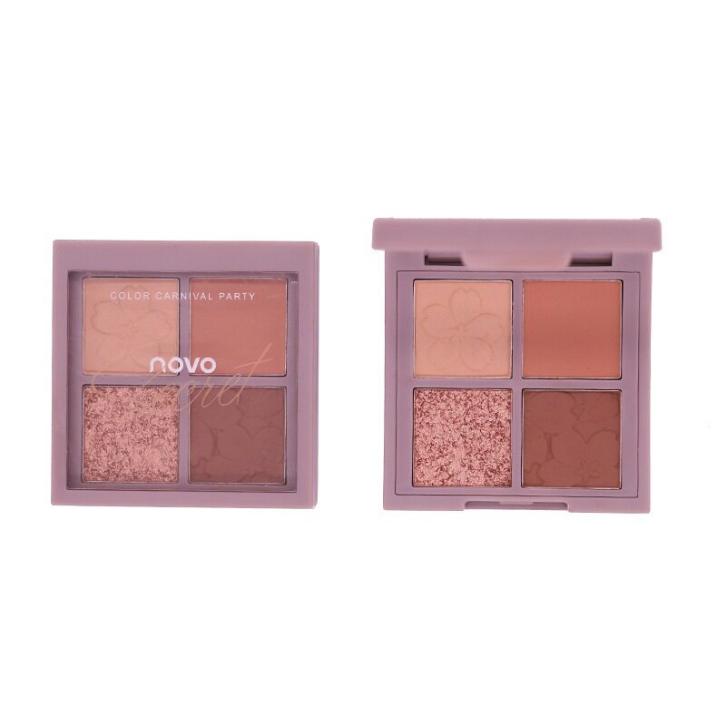 Makeup Novo5330 Four-Color Eyeshadow Palette for Female Students, Popular on Social Media, Pearlescent Earth-Toned Eyeshadow Palette