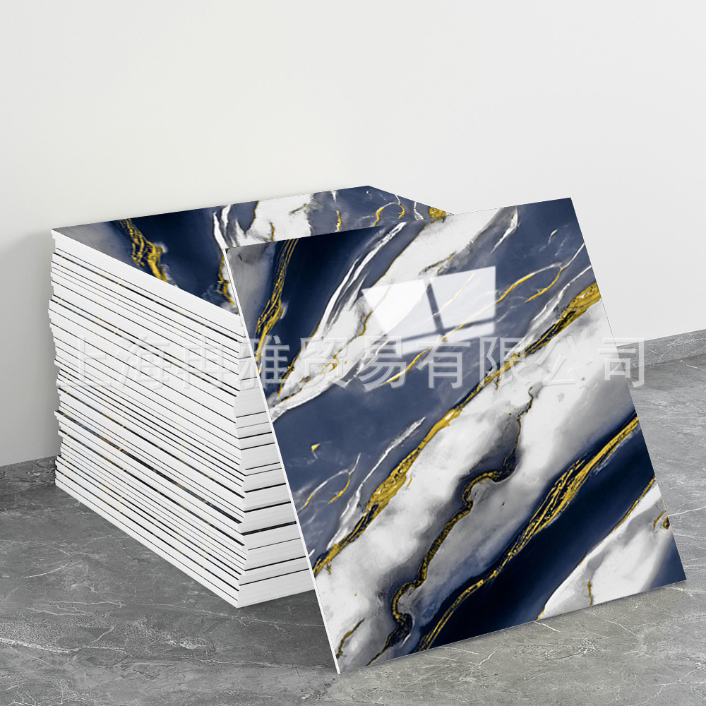 跨境外贸仿大理石鎏金3d墙面翻新装饰贴纸防油防水墙纸自粘瓷砖贴