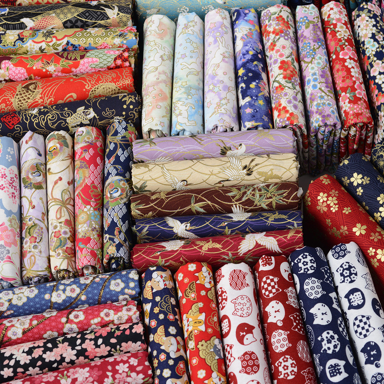 Pure cotton fabric Japanese style bronzing fabric handmade cotton printed cotton Chinese style clothes Hanfu koi Dragon year Crane
