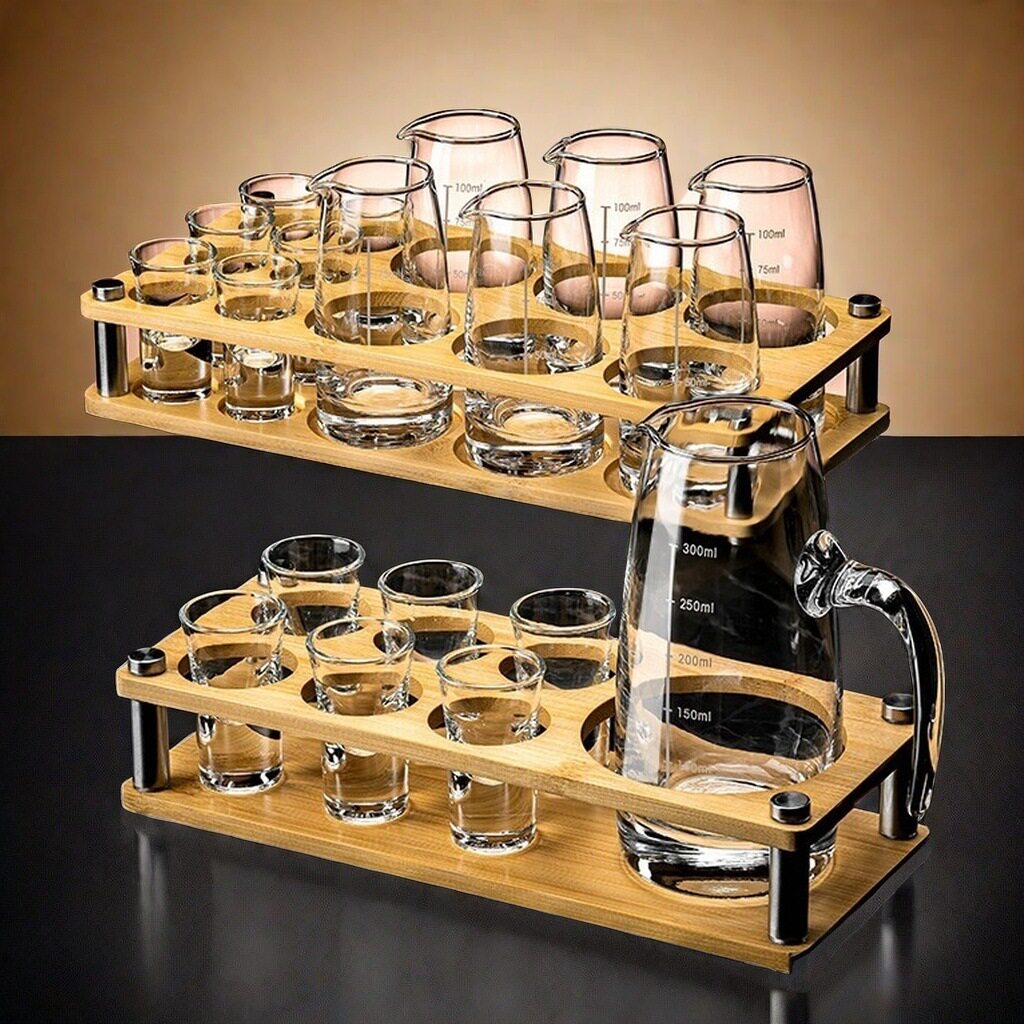 Liquor Dispencer Household Commercial Liquor Glass suit 100ml Scale Wine Pot Jug Wine Cup Rack Storage Rack