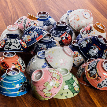 Japanese Imported Rice Bowl for Home Use Lucking Animal Small Bowl Lucking Cat Dharma Ceramic Bowl Japanese Tableware