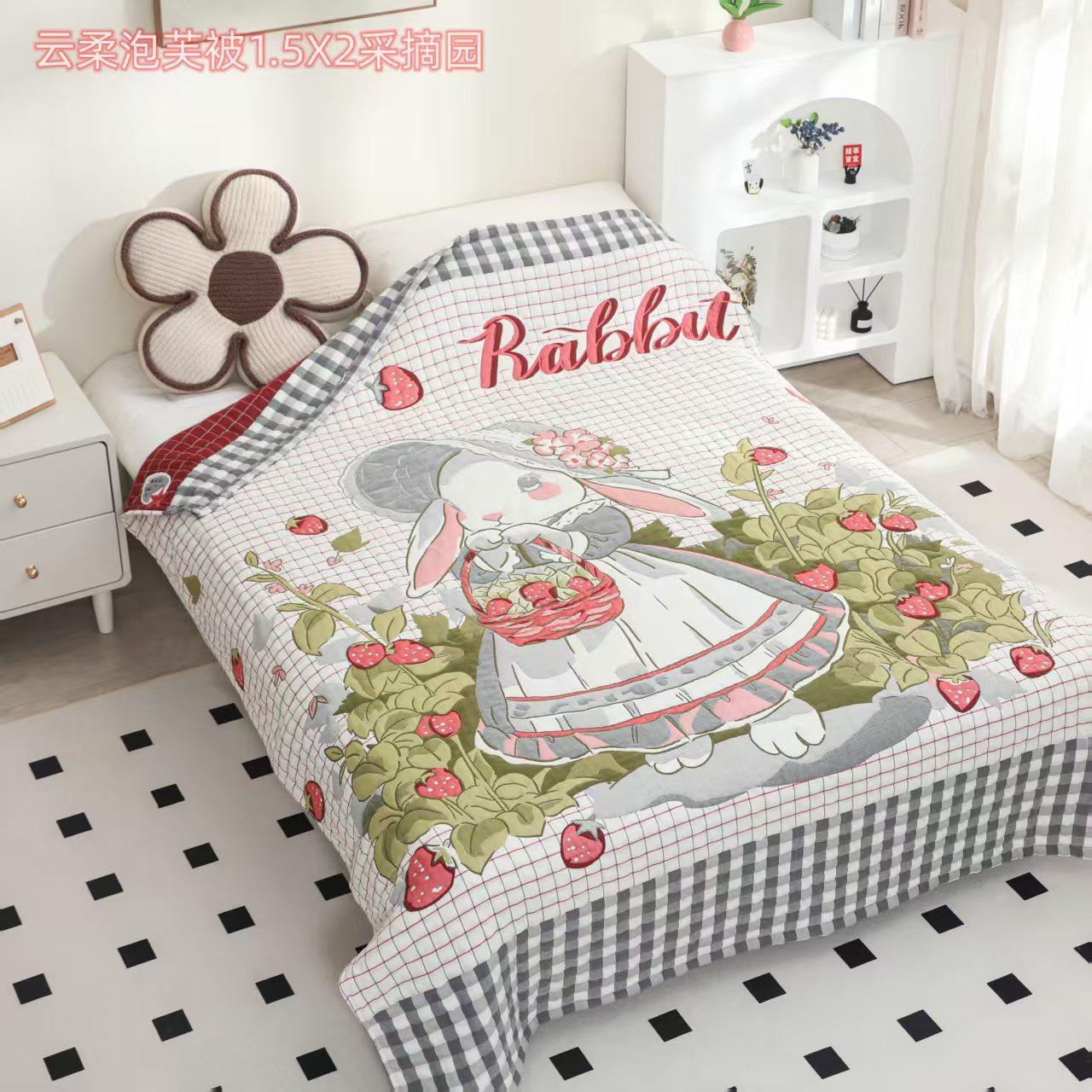 Single Cotton Gauze Cover Blanket for Four Seasons Universal High-grade Cartoon Cloud Towel Nap Thickened Cotton Towel Quilt