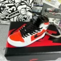 100. white, orange and black toes + box