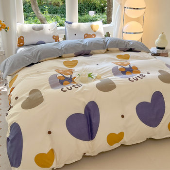 Fresh and Simple Winter Four-Piece Bedding Set, Single Student Dormitory Three-Piece Set, Single Cartoon Bedding Piece