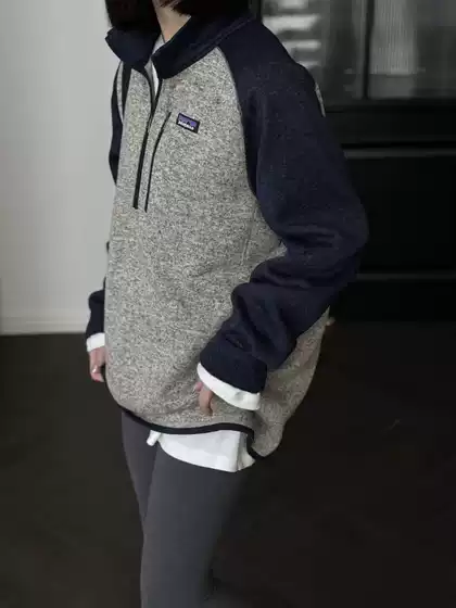 Cross-Border Supply Pata Half-Zip Fleece Color-Block Raglan Sleeve Pullover Sweatshirt Couple Style Middle Layer Winter