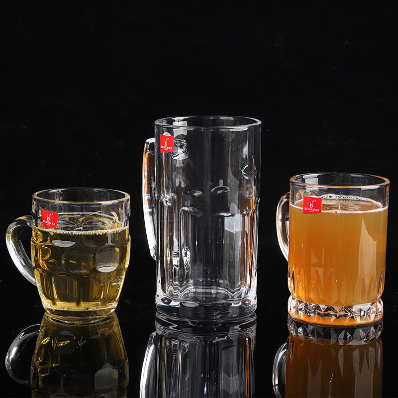 [Factory direct delivery] glass beer cup handle cup beer cup Milk Cup heat-resistant milk tea tea cup printed LOGO