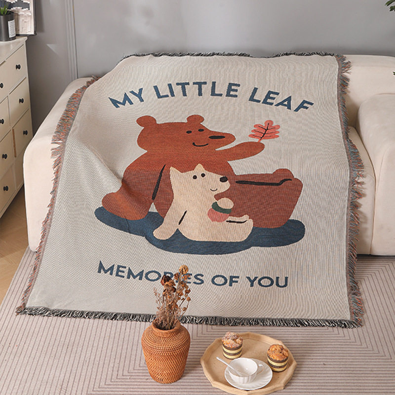 Cartoon bear blanket sofa blanket sofa towel nap blanket cute bear single chair blanket cotton blanket