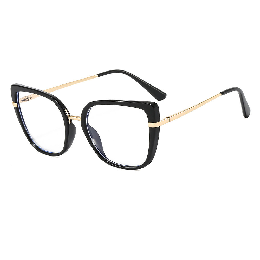 2026 New Trendy Cat-Eye Optical Frames Tr90 Anti-Blue Light Non-Prescription Glasses Spring Legs European and American Style Glasses Wholesale