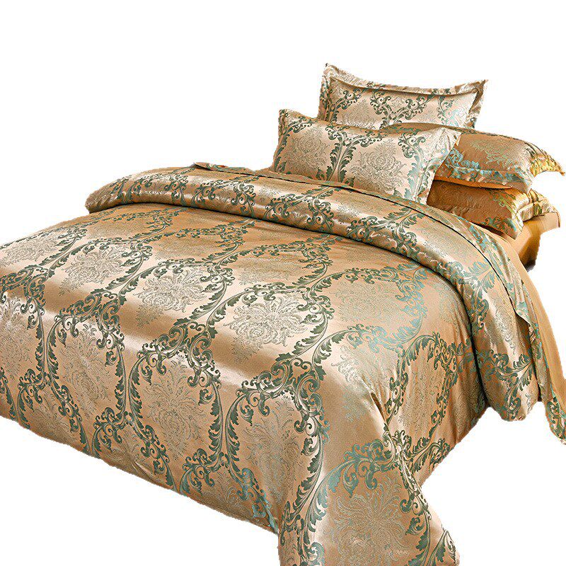 Cross-Border Direct Supply of European Satin Jacquard Four-Piece Set of Four-Season Light Luxury Bedding Supplies Aliexpress Supports Dropshipping