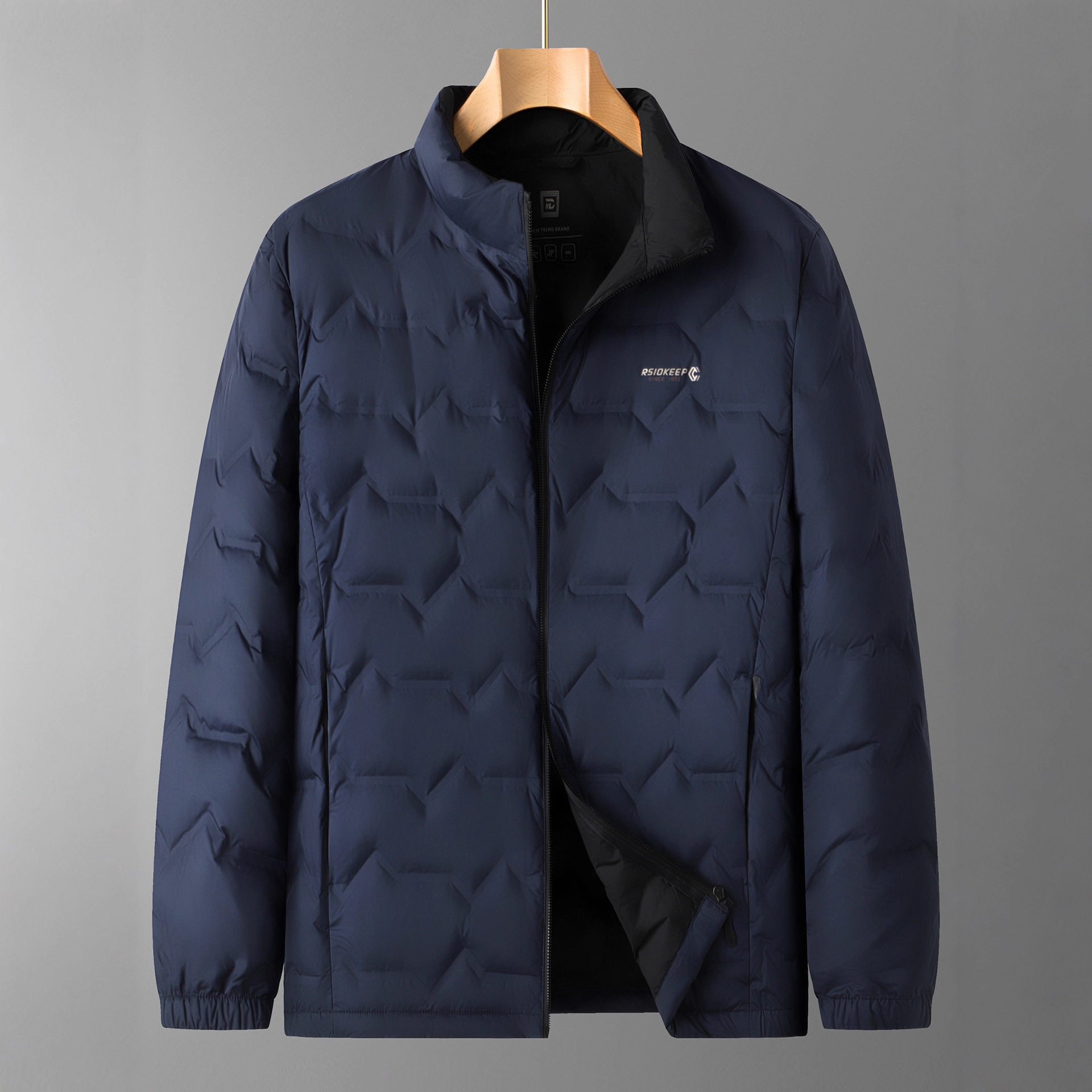 2025 Winter Men's Warm and Lightweight down Jacket Plus Fat Plus Size Fashionable Stand-Up Collar Jacket Loose and Versatile to Keep Warm