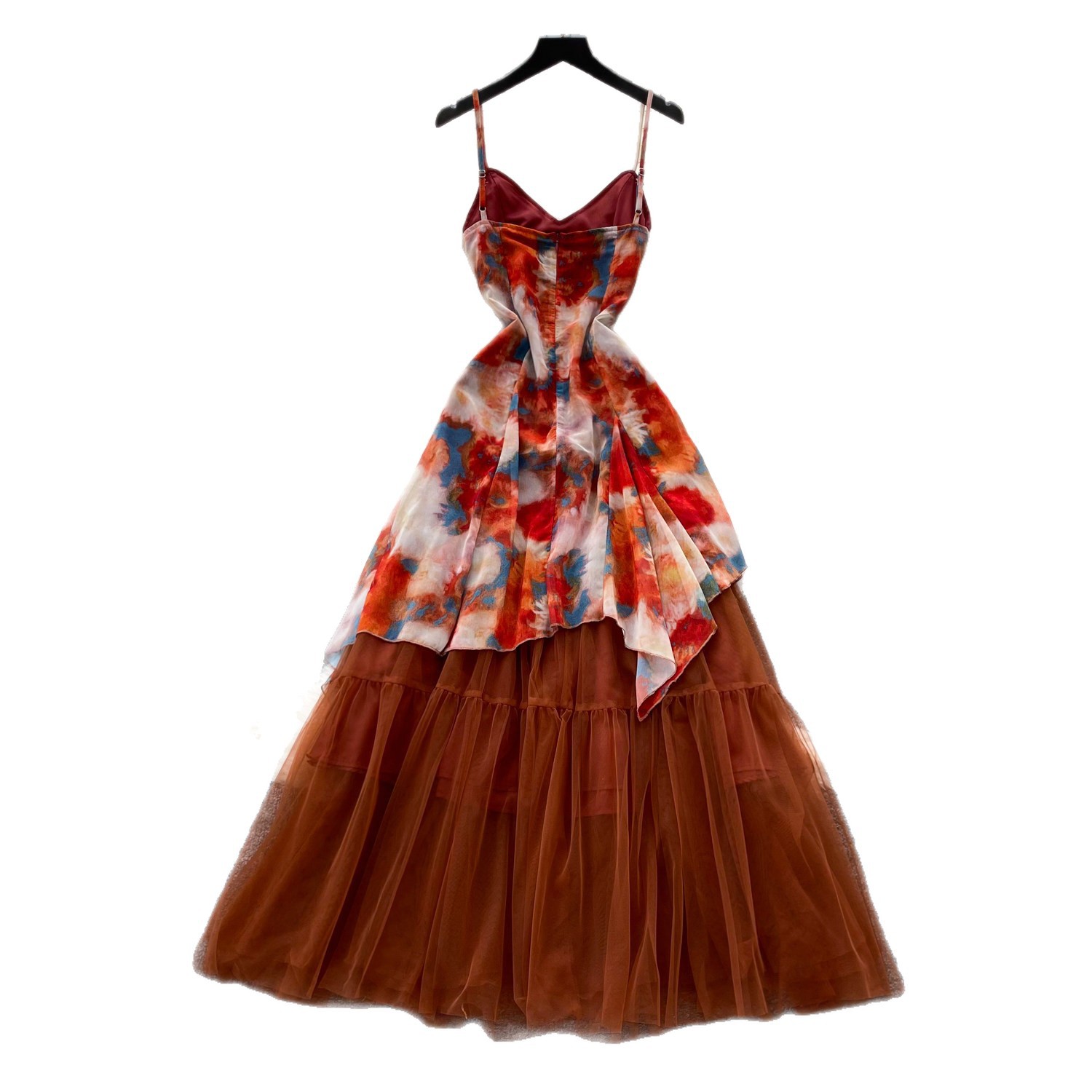 Summer Floral Print Chiffon Maxi Dress High Waist A Line Sleeveless Elegant Style Perfect for Vacation and Casual