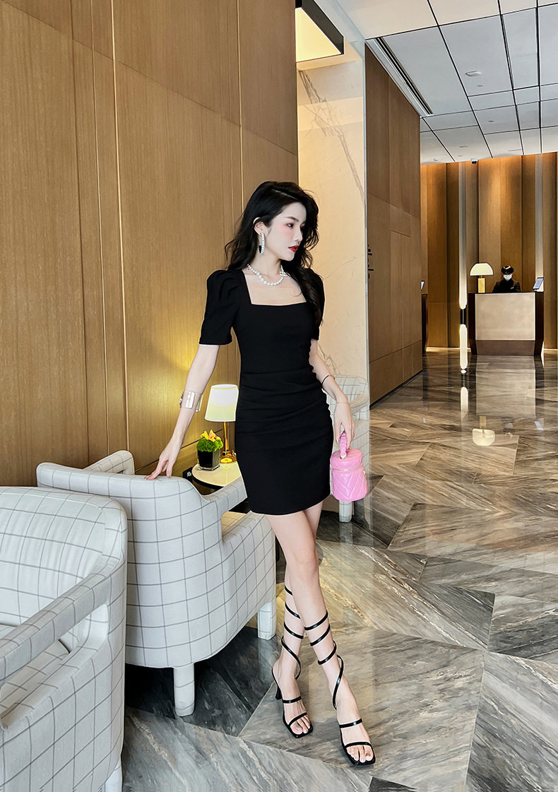Đầm ôm body nữ cổ vuông tay ngắn, thiết kế fitted ôm eo, nhấn hông — [Trắng], [Đen] chi tiết 27
