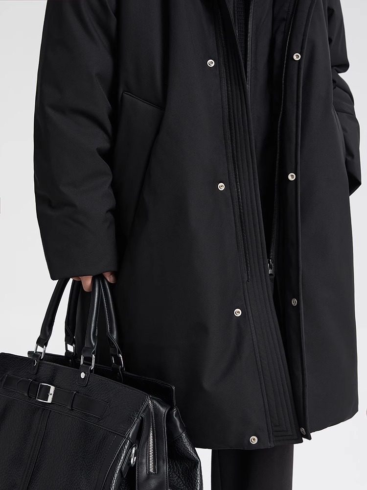 Shopping Mall Style 2024 Winter New High-End Hooded Mid-Length Parka down Jacket Men's Thickeneded Warm Jacket